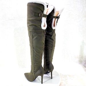 Stylish Olive Green Over-the-Knee Boots